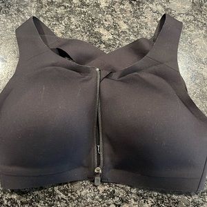 Cross cross, front zip, black lululemon sports bra. 36D
